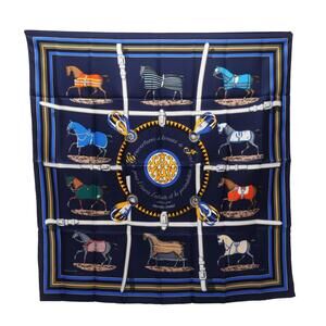 HERMES Authentic Blue Silk Scarf
